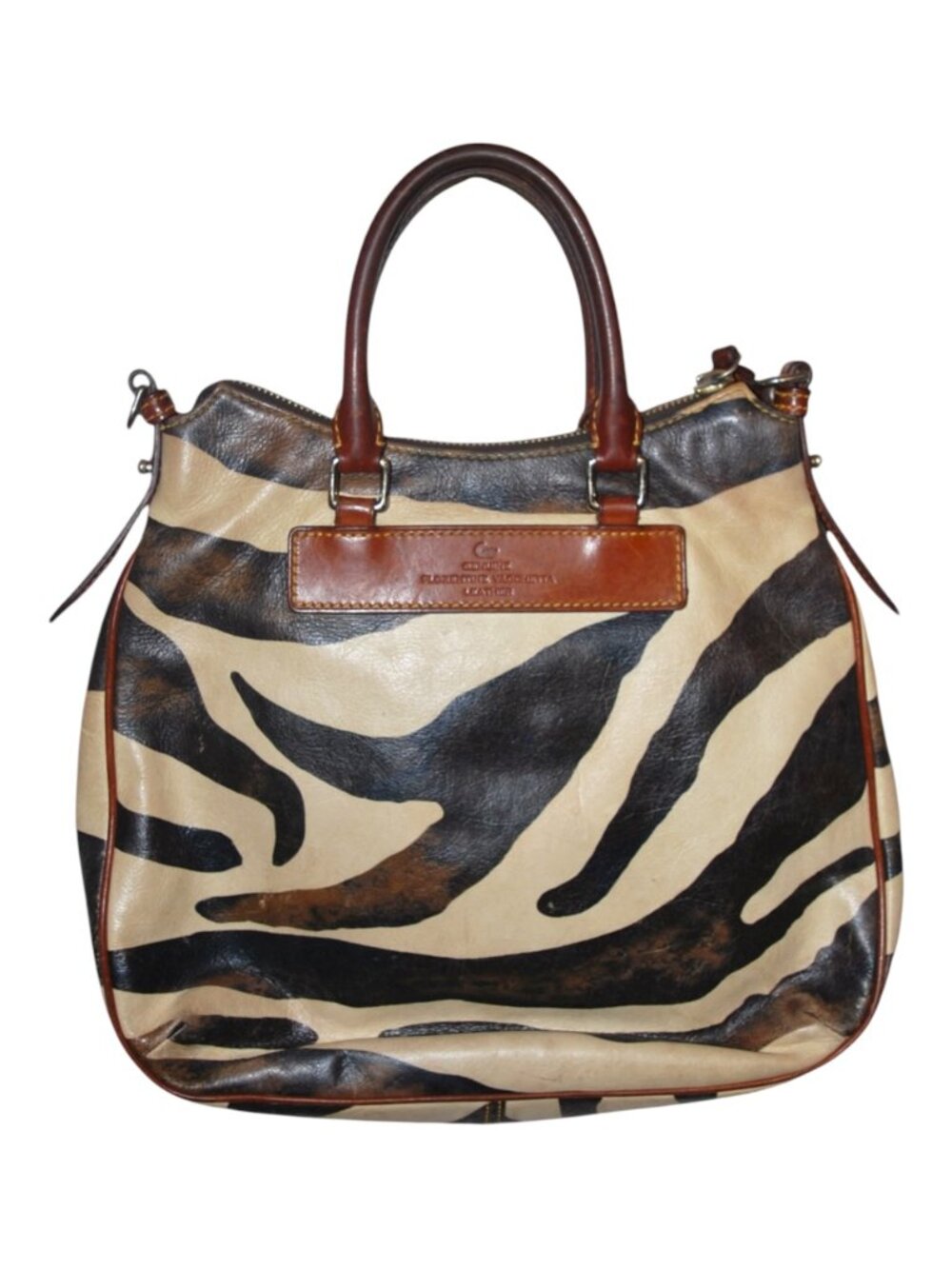 Rare Dooney & Bourke Florentine Vachetta Leather Zebra Shoulder Bag - Picture 2 of 4